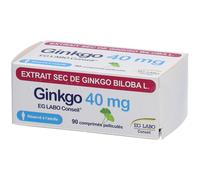 Ginkgo biloba 40 mg pour mémoire, concentration et circulation Comprimé(S) 90 pc(s)