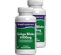 Ginkgo Biloba 6000mg - 180 Comprimés - Jusqu’à 3 mois de Bienfaits - Simply Supplements