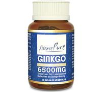 Ginkgo Biloba 6500 mg, Essence Pure, 40 Gélules | Extrait Standardisé, Concentration Maximale, 24% Flavonoïdes, 6% Terpènes, Vegan, Mémoire, Concentration et Circulation