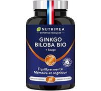 Ginkgo Biloba | Complexe Concentration BIO | Avec Extrait de Sauge 5:1 | Booste Mémoire & Performances Cérébrales | 60 Gélules Vegan | Nutrimea | Fabrication Française