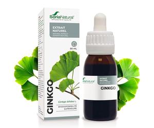 Ginkgo Biloba Extrait Naturel 50ml - Améliore Mémoire, Concentration et Circulation - Meilleure Absorption que le Ginko Biloba en Gélules - Soria Natural