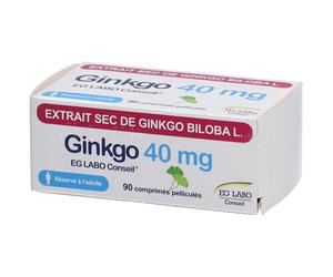 GINKGO EG LABO CONSEIL 40 mg pour troubles cognitifs, mémoire et démence - Boîte 90 comprimés Comprimé(S) pc(s)