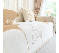 Ginkgo Leaf Housse de canapé en chenille - Couverture décorative et serviette anti-poussière - Couverture de camping douce - 180 x 180 cm - Bleu - Style pastoral - Décoration d'intérieur confortable