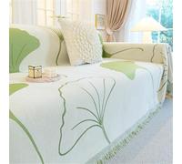 Ginkgo Leaf Housse de canapé et couverture en chenille - Serviette décorative anti-poussière de style pastoral - Couverture de camping confortable (180 x 180 cm, bleu)