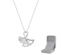 Ginkgo Leaf Shaped Pendant Necklace for Women,Fashion Neckchain Ornament Accessory,Silver Golden Color Fashion Charm Jewelry Valentine's Day Gift (Silvery)