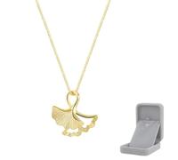 Ginkgo Leaf Shaped Pendant Necklace for Women,Fashion Neckchain Ornament Accessory,Silver Golden Color Fashion Charm Jewelry Valentine's Day Gift (Golden)