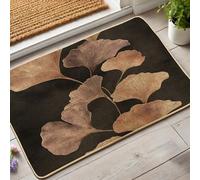 Ginkgo Paillasson motif feuille de bois marron botanique pour extérieur et intérieur, décoration d'automne, caoutchouc imperméable, antidérapant, absorbant la poussière, facile à nettoyer, 73,6 x 43,2
