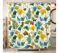Ginkgo Rideau de douche motif feuilles de fougère botanique vert automne lavable avec crochets pour salle de bain, décoration de chambre d'amis 157 x 183 cm