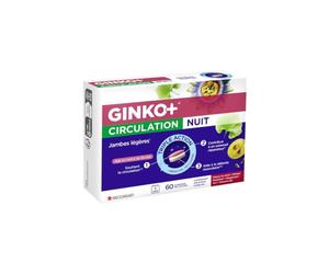 GINKO+ | Circulation Nuit | Complément alimentaire | Pour jambes légères & confort nocturne | Soutient la circulation & contribue à un sommeil réparateur | Aide à la détente musculaire | 60 comprimés