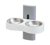 GinMimi Double gamelle pour chat - Économie d'espace - Fixation murale - Pour alimentation en intérieur - Distributeur d'eau potable
