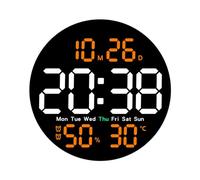 GinMimi Horloge électronique de 25,4 cm avec grand écran LCD et écran LED - Télécommande pour différents réglages - Horloge murale numérique