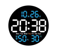 GinMimi Horloge électronique de 25,4 cm avec grand écran LCD et écran LED - Télécommande pour différents réglages - Horloge murale numérique