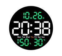 GinMimi Horloge électronique de 25,4 cm avec grand écran LCD et écran LED - Télécommande pour différents réglages - Horloge murale numérique