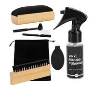 GinMimi Lot de 7 brosses de nettoyage pour tourne-disques avec poignée en bois et brosses en velours pour souffleur d'air et sac de rangement
