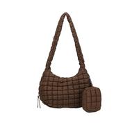 GinMimi Sac à bandoulière matelassé rembourré de grande capacité pour femme, sac à main à bandoulière léger avec petites fermetures éclair, sac à main de maquillage, sac à bandoulière matelassé, café