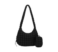 GinMimi Sac à bandoulière matelassé rembourré de grande capacité pour femme, sac à main à bandoulière léger avec petites fermetures éclair, sac à main de maquillage, sac à bandoulière matelassé, Noir