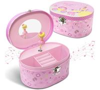 GINMLYDA Boîte à Bijoux Musicale Princesse pour Filles, Boîte à Musique pour Enfants avec Princesse Tournante Boîte de Réception de Bijoux 16.5 x 12 x 8.5 cm Cadeau pour Petites Filles