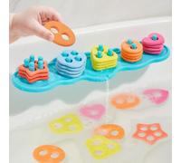 GINNO Jouet de bain pour bébé en silicone anti-moisissure pour tout-petits, trieur sensoriel et lot de 20 pièces flottantes, jouet d'apprentissage précoce pour le bain