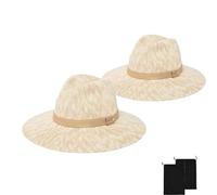 GinnYann 2026 New Packable Knit Fedora Hat, Women's Soft Foldable Sun Hat, Lightweight Breathable UV UPF Summer Beach Hat (2Pcs)