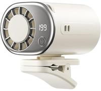 GinnYann 360° Rotating Semi-Cooling Clip Fan, 2026 Car Clip on Air Conditioner Fan with LED Display, 199 Speeds Adjustable, 16℃ Semi-Cooling, Rechargeable Personal Fan for Cars, Work, Camping (White)