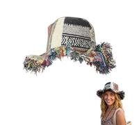 GinnYann Frayed Patchwork Bucket Hat, Vintage Patchwork Hemp Sun Hat, Shapeable Brim for Unisex Holiday Beach Sun (1Pcs)