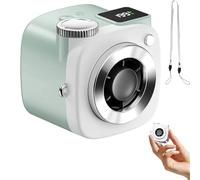 GinnYann Mini Camera Shaped Portable Fan with Lanyard, Cute Portable Mini Handheld & Neck Fans USB Rechargeable and LED Display with 199-Speed Turbo Cooling for Outdoor, Office (Green)