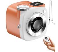 GinnYann Mini Camera Shaped Portable Fan with Lanyard, Cute Portable Mini Handheld & Neck Fans USB Rechargeable and LED Display with 199-Speed Turbo Cooling for Outdoor, Office (Orange)