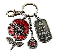GinnYann Remembrance Poppy Keychain, Lest We Forget Keychain, Fallen Soldier Honor Keepsake Gift (1Pcs)