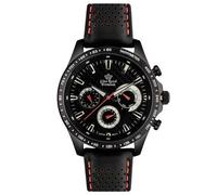 GINO ROSSI WR50 Montre pour Homme en Cuir Naturel Noir/Rouge