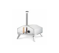 H.Koenig Four à gaz pour Pizza GINO440, Inox, Surface de 30,5x30,5 cm, Pierre en cordiérite à Pizza, jusqu’à 450°C, Porte et Cheminée amovible, Thermomètre intégré, Pelle à Pizza intégré