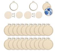 Ginobili Paquet de 20 Mini Cerceaux à Broder Ronds en Bois, Cerceaux en Bois, Cadre D'Affichage, Cercle pour Bricolage, Artisanat, Facile à Utiliser