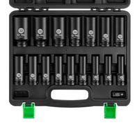 Ginour Coffret de 17 Pièces 1/2" Douilles à Chocs 10-32 mm, CR-Mo