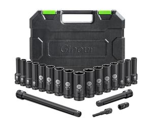 Ginour Jeu de douilles à choc 20 pièces, CR-V,8-24mm