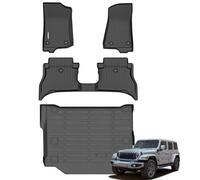 GINOWY - Tapis de sol et doublure de coffre pour Jeep Wrangler 4XE 2025 2024-2021 (4 portes, pas pour JL ou JK) - Tapis toutes saisons en caoutchouc TPE Wrangler 4xe - Accessoires de voiture robustes