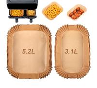 GINOYA Liners de friteuse à air pour Tefal Easy Fry 5,2L/3,1L, tour T17099, Lakeland 5L/3L, Salter EK5729, Netta 5.5L/3.5L, EUARY 4L/6L, Huddle 5L/3.5L, Airfryer Papier Accessoires pour Double Tiroir