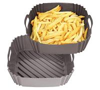 GINOYA Lot de 2 doublures de friteuse à air comprimé en silicone de 20,3 cm pour Ninja AF140UK AF180UK, pour Ninja Speedi 5,7 l et Pro Max 4,7 l/6,2 L, COSORI 4,7 L/5,5 L (taille intérieure 18 cm)