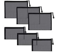 GINOYA Lot de 6 petites trousses de toilette en maille en nylon avec fermeture éclair pour sac à main, sac à main, sac à main, sac à langer (noir)