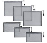 GINOYA Lot de 6 trousses de toilette en maille en nylon avec fermeture éclair pour cosmétiques, maison, bureau, sac à langer (gris)