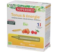 GINSENG GELÉE ROYALE ACÉROLA BIO - 20 Unidoses de 15 ml 10% avec le code: 926CE Ampoule(S) Buvable(S) 20x10