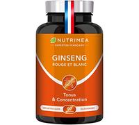 GINSENG Rouge et Blanc - 100% Naturel - Ratio d’Extraction 10:1- Dosé à 15% en Ginsénosides - Réduction de la fatigue - Aide à la concentration - 60 gélules - Nutrimea