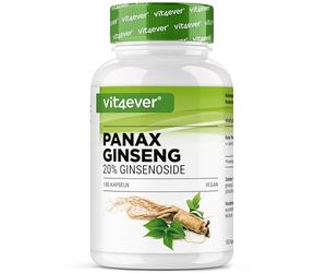 Ginseng rouge Panax 180 gélules - 1800 mg par portion journalière - 20% de ginsénosides - Extrait de racine de ginseng rouge coréen 20:1 - Hautement dosé - Végétalien