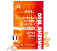 GINSENG ROUGE PREMIUM I Meilleure combinaison Vitamines Minéraux : Racine (150mg), Feuille Panax Ginseng Asiatique (40mg),Vitamines B5 B6 B9 100% AR I Complément Alimentaire ANTI-FATIGUE I France