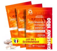 GINSENG ROUGE PREMIUM x3 Sachets I Meilleure combinaison Vitamines Minéraux : Racine (150mg), Feuille Panax Ginseng Asiatique (40mg),Vitamines B5 B6 B9 I Complément Alimentaire ANTI-FATIGUE I France