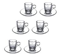 Ginseng Set de tasses et soucoupes en verre transparent - 6 tasses Morola de 100 ml transparentes - Tasse Espressino
