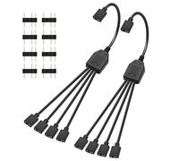 GINTOOYUN 2 Pack 1 à 4 ARGB Splitter Cable 5V 3-Pin Femme à quatre 5V 3-Pin Femme RVB Splitter Cable pour bandes lumineuses RVB, ventilateurs RVB 5V, boîtiers d'ordinateur, etc(12,4 pouces)