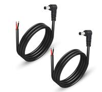 GINTOOYUN 2-Pack 90 degrés DC câble de queue d'alimentation, angle droit DC 5,5 mm x 2,5 mm mâle plug à fil nu cordon de réparation ouvert de remplacement d'alimentation pour moniteur,3ft 1m(DC5525)