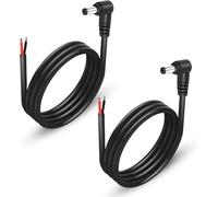 GINTOOYUN 2-Pack 90 degrés DC câble de Queue d'alimentation, Angle Droit DC 5,5mm x 2,1mm mâle mâle à Fil Nu Cordon de réparation de Remplacement d'alimentation Ouvert pour Moniteur,3ft 1m (DC5521)