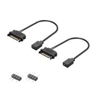 GINTOOYUN 2pcs SATA to RGB Fan Power Wire 22awg SATA 15 broches rond 3 broches RGB femelle ventilateur câble d'alimentation pour ventilateur de châssis,ruban lumineux RGB,etc(12,6 pouces)