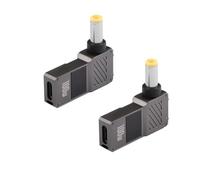 GINTOOYUN 2pcs USB C vers Ordinateur Portable Adaptateur de Charge Femelle C vers mâle DC 5,5 x 2,5 mm Seau 20v USB Type C entrée à dc5525 convertisseur d'alimentation jusqu'à 100W (DC5525)