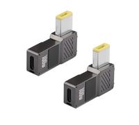 GINTOOYUN 2pcs USB C vers Slim Tip convertisseur de Charge Adaptateur 100W 5a Type C Femelle pour Ordinateur Portable entrée à Angle Droit Slim Tip convertisseur de fiche rectangulaire(Bouche carrée)
